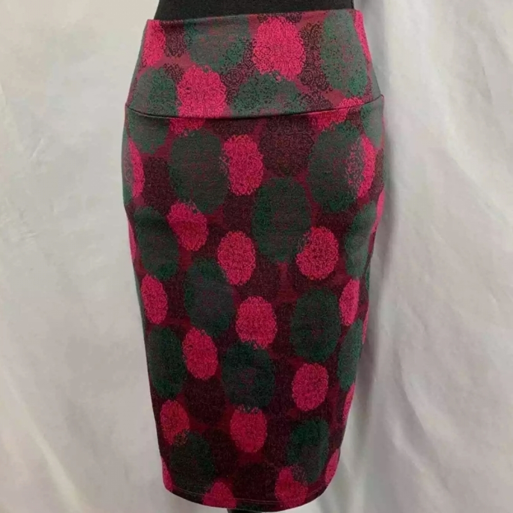 Lularoe Pink & Green Medallion Cassie Skirt